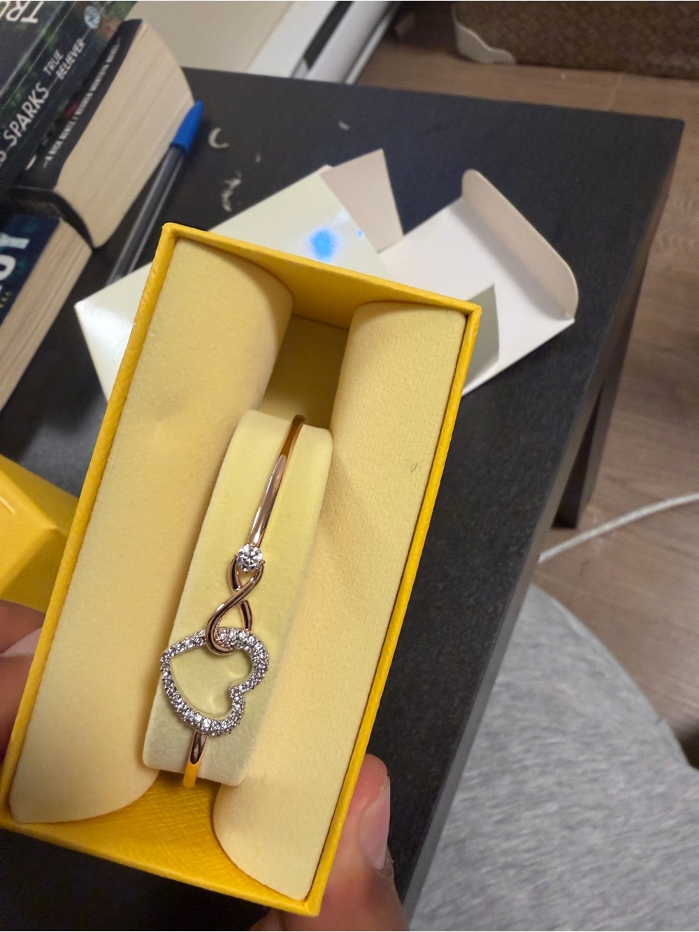 Elegant Heart Infinity Bracelet in Rose Gold with Cubic Zirconia